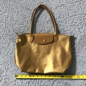 Longchamp Le Pliage gold metalllic tote